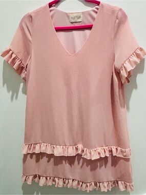 Bella Ella Soft Pink Ruffle Mini Dress